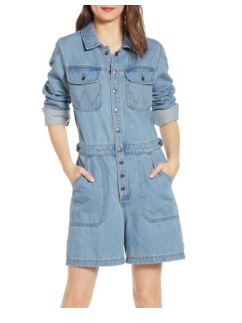 Wrangler Denim long sleeve Short Romper - Picture 4 of 12